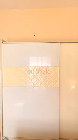 White sliding wardrobe door with decorative panel - good condition