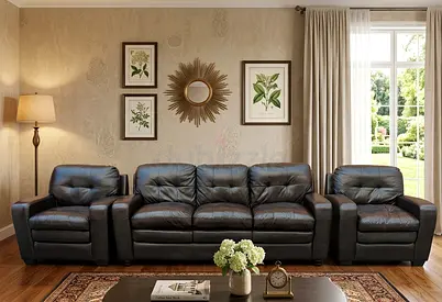 Dark brown leather 5 Seater Sofa