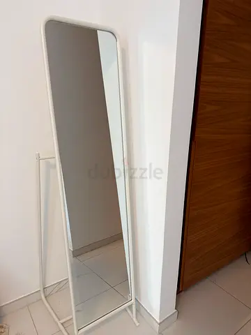 IKEA Full-Length Free-Standing White Mirror with storage hooks at the back from IKEA