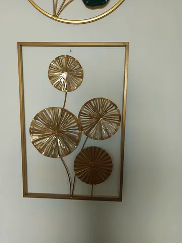 Gold Metal Floral Wall Art - Rectangular Frame