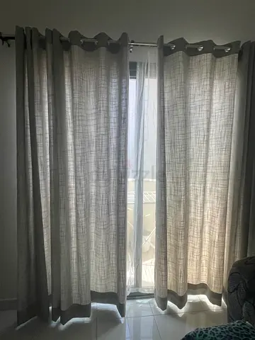 Light yellow with lining curtains