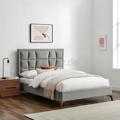 Padded boxes headboard king velvet bed with mattress