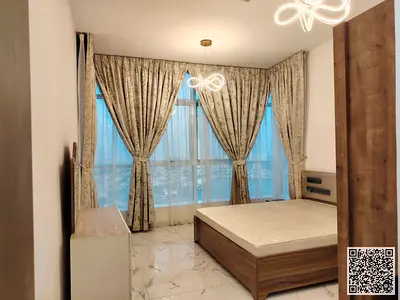 sea view. A luxurious two-bedroom apartment with a living room, with a balcony ,fully furnished. Ajman, Oasis Tower.