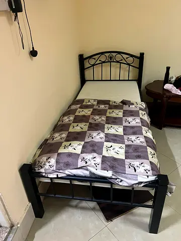 Single bed and mattress