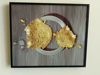 Framed Modern Wall Art with Gold Leaf Accents (Black Frame)