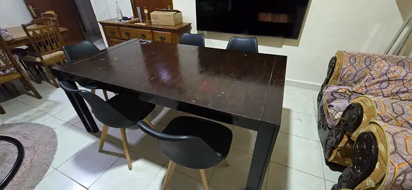 Solid Dark Wood Dining Table - Used