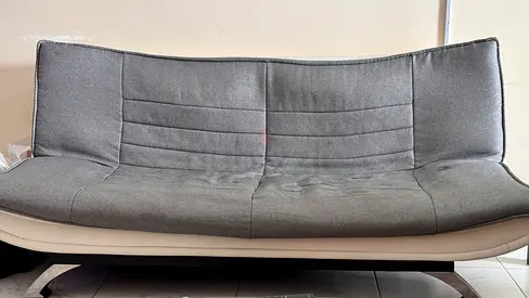 Grey Fabric Sofa Bed — Compact 2-3 Seater, Good Condition
