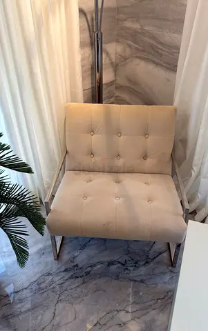 Beige Tufted Accent Chair