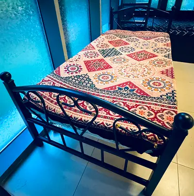 Single Metal Bed Frame with Mattress - Good Condition
