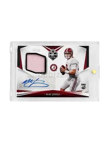 Mac Jones Rookie Patch Auto — Signed Alabama RC Card (Limited /99)