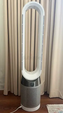 Dyson-style Bladeless Tower Fan with Air Purifier - White/Grey