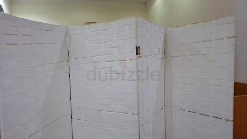 4-Panel White Folding Room Divider / Privacy Screen - Light Woven Design