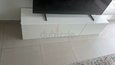 White low TV cabinet / media console - 3 doors, great condition