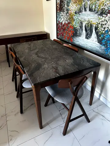 Marble Pattern Dining Table with Chairs