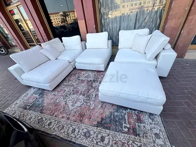 Marina home Sofa Large Modular White Fabric Sofa - Comfortable Sectional Set