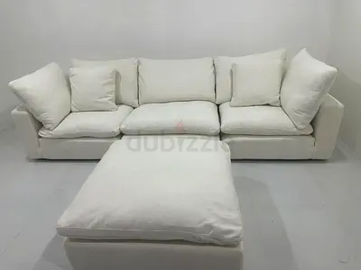 White color marina home luscious sofa with footstool