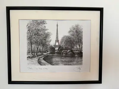 Framed Paris “La Tour Eiffel” Art Print – Ready to Hang
