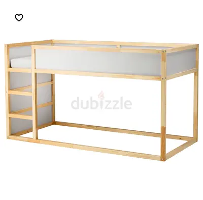 IKEA Kura-style Pine Loft Bed Frame with Ladder (Single) - Natural Wood with mattress