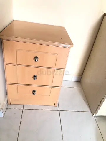 Light wood 3-drawer bedside/side table - good for bedroom