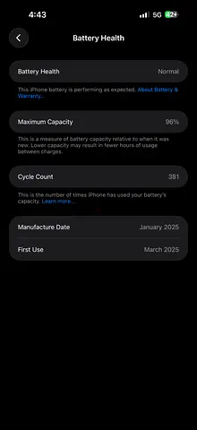 Apple 16 pro max 256 GB  with 96% Battery