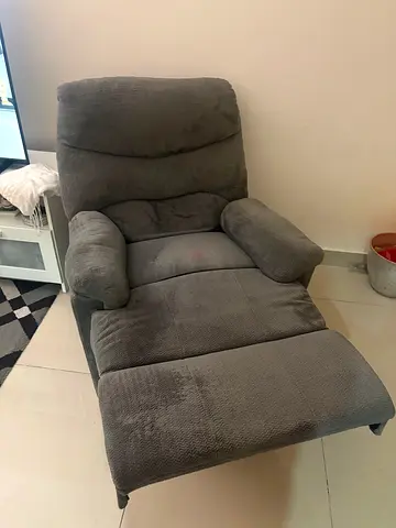 Grey Fabric Recliner Armchair in Good Condition