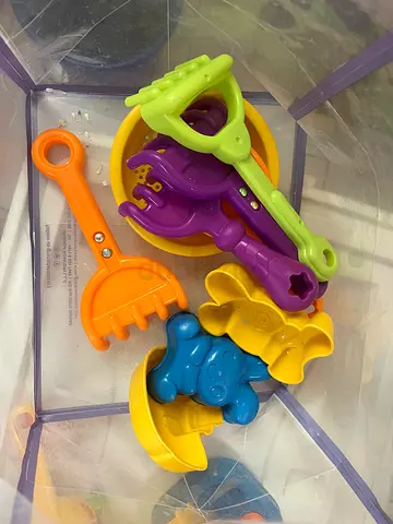 Set of colorful plastic beach/sand toys  / cars  ninjas / fidgits popets