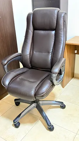 Brown PU Leather High-Back Ergonomic Office Chair (Good Condition)