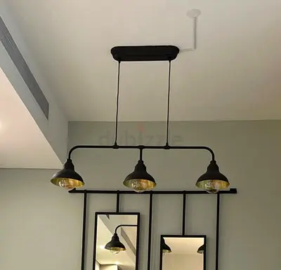 Industrial 3-Light Pendant Ceiling Lamp - Black Metal