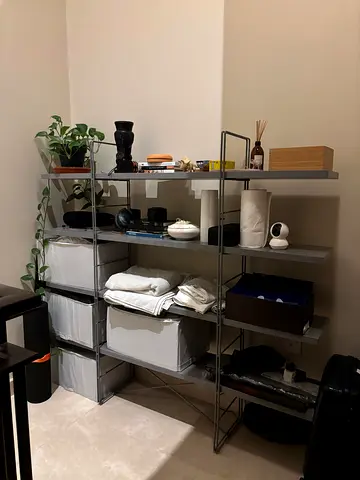 Wood  Metal Open Storage Shelving Unit with Fabric Bins - 5 Tier