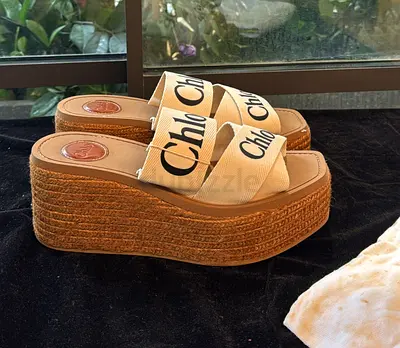 Chloé Logo Platform Espadrille Slide Sandals - Beige (Women’s)
