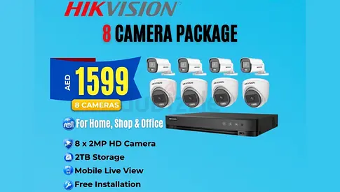 Hikvision 8-Camera 2MP HD CCTV Kit with 2TB DVR — Ready to Install