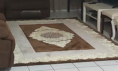 Large Brown and Cream Decorative Area Rug - Good Condition  تحتاج للغسيل need cleaning