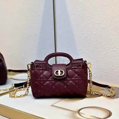 Small Quilted Burgundy Chain-Handle Handbag - Like New
