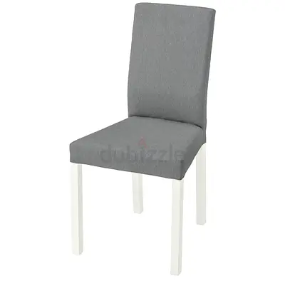 Grey Fabric Dining Chair with White Legs - Modern Design - 4 pcs