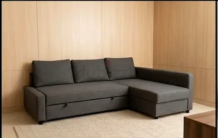 Gray L-shaped Sofa bed with Storage and Pull-out Bed