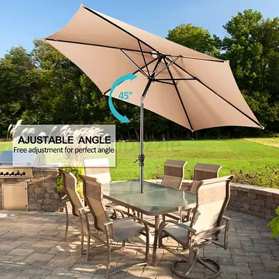 Outdoor table with chair Set with Umbrella — Metal Frame, Glass Top. Only 2 chair available