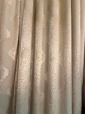 Beige Embroidered Curtains - Pair, Light-Blocking