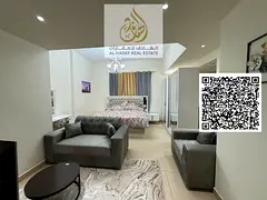 Luxury furnished studio in Ajman in Al Yasmin Towers, large space and separate kitchen, including bi