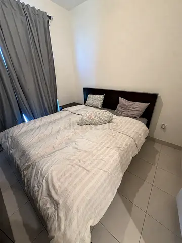 Bed frame with headboard mattress  and two side tables- good condition