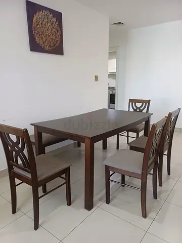 Wooden Dining Table 6 Seater (4 Chairs + Bench)