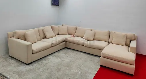 Crate and barrel beige color Ushape sofa for sale