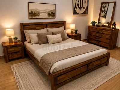 Beautiful Wooden King Size Bed Set