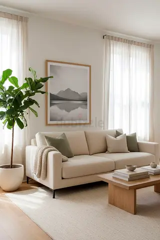 Beige Three-Seater Sofa
