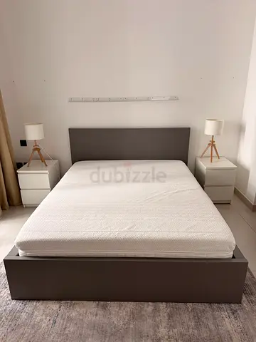 Grey Queen Bed Frame - Ikea (mattress not included)