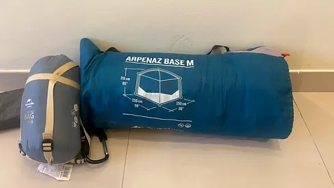 2-Piece Camping Set: Quechua Arpenaz Base M Tent + Sleeping Bag