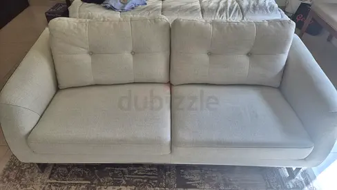 Light beige 2-seater fabric sofa set in good condition