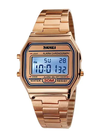 Skmei 1123  Rose Gold Digital Vintage-Style SKMEI Watch, 30M Water Resistant