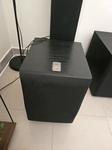Used Black Powered Subwoofer - Compact Home Audio Sub