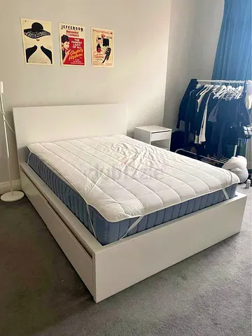 IKEA White MALM Double Storage Bed with IKEA Mattress 140 x 200 cm