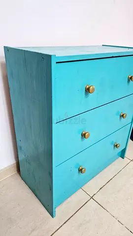 Ikea Teal Wooden Chest of Drawers - 3 Drawers